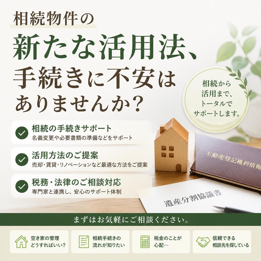 相続物件の新たな活用法、手続きに不安はありませんか？