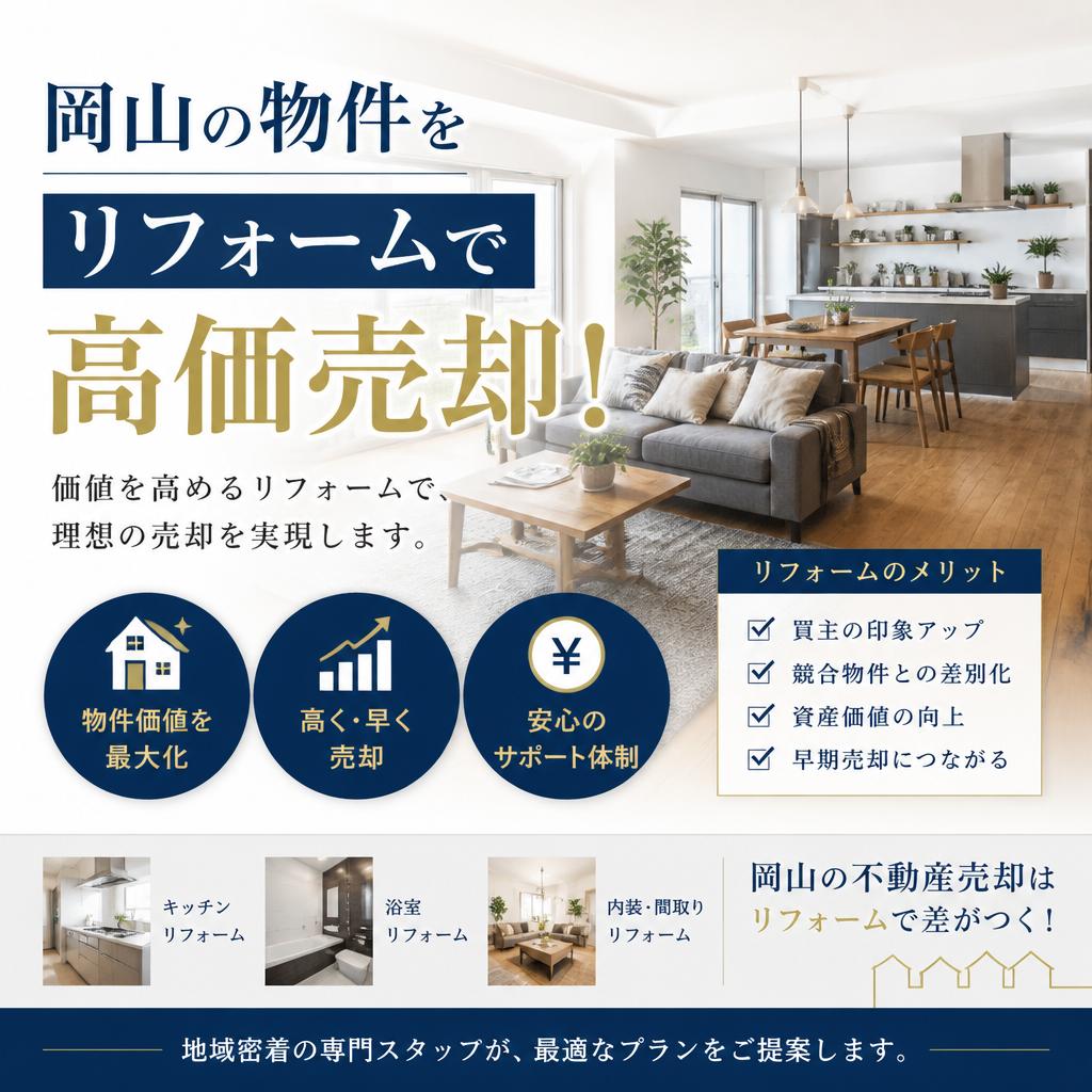 岡山の物件をリフォームで高価売却！