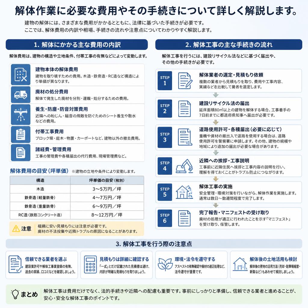 5. 解体にかかる費用と手続き