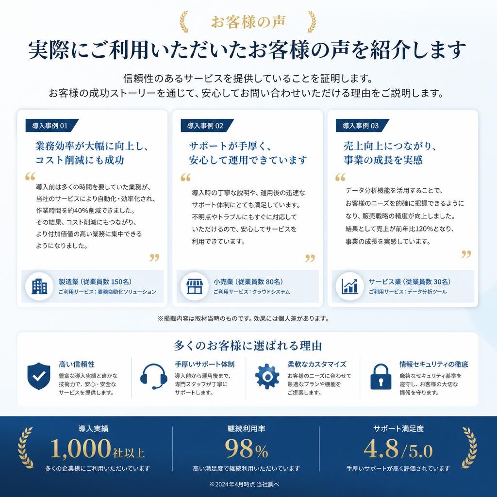 お客様の声と実績