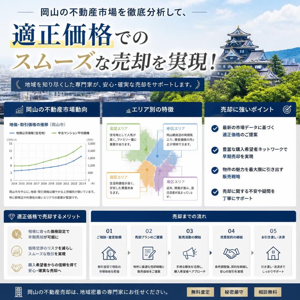 岡山の不動産市場を徹底分析して、適正価格でのスムーズな売却を実現！