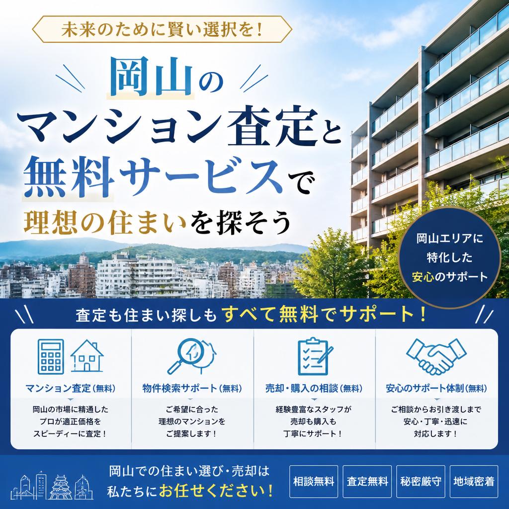 未来のために賢い選択を！岡山のマンション査定と無料サービスで理想の住まいを探そう