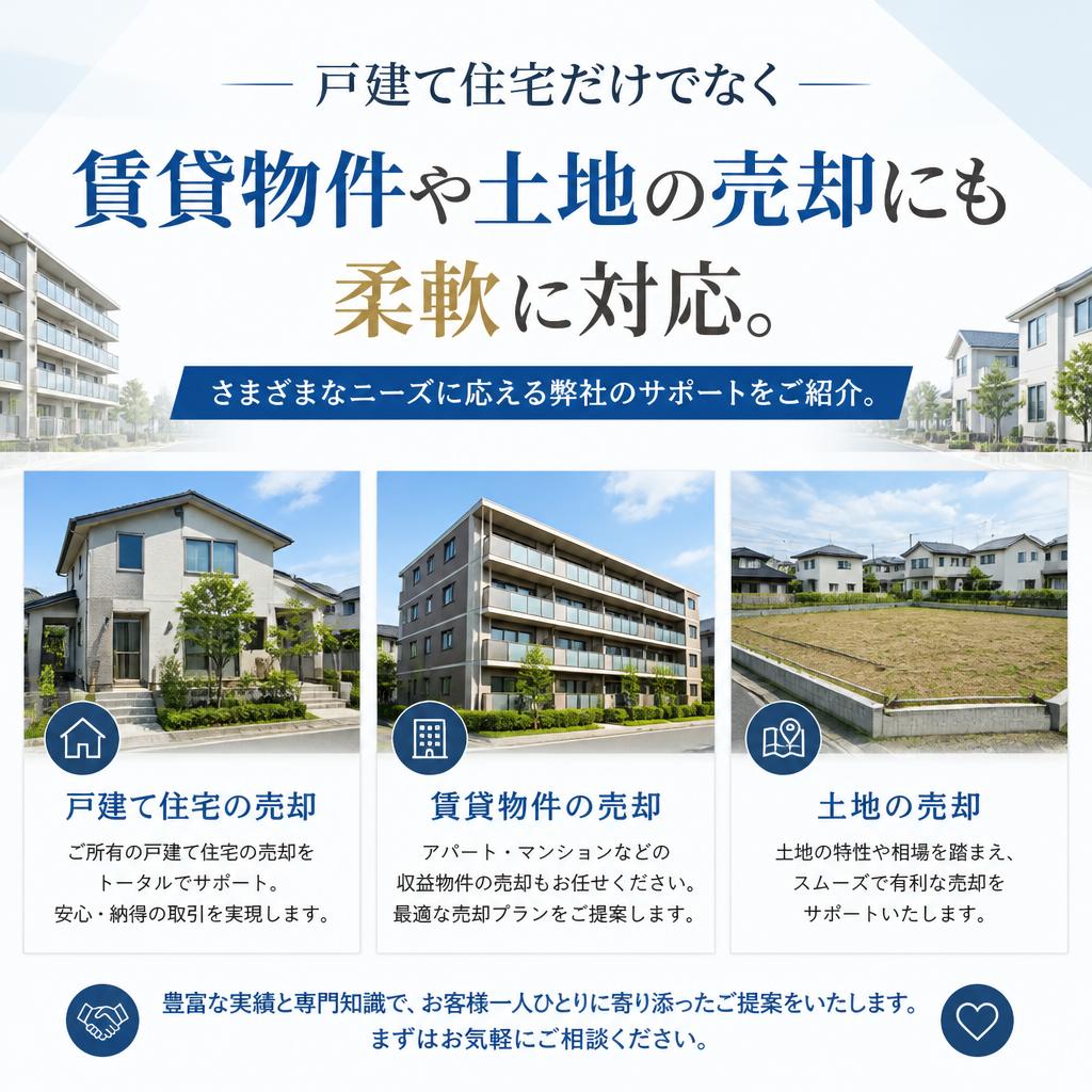 賃貸物件・土地の売却にも対応