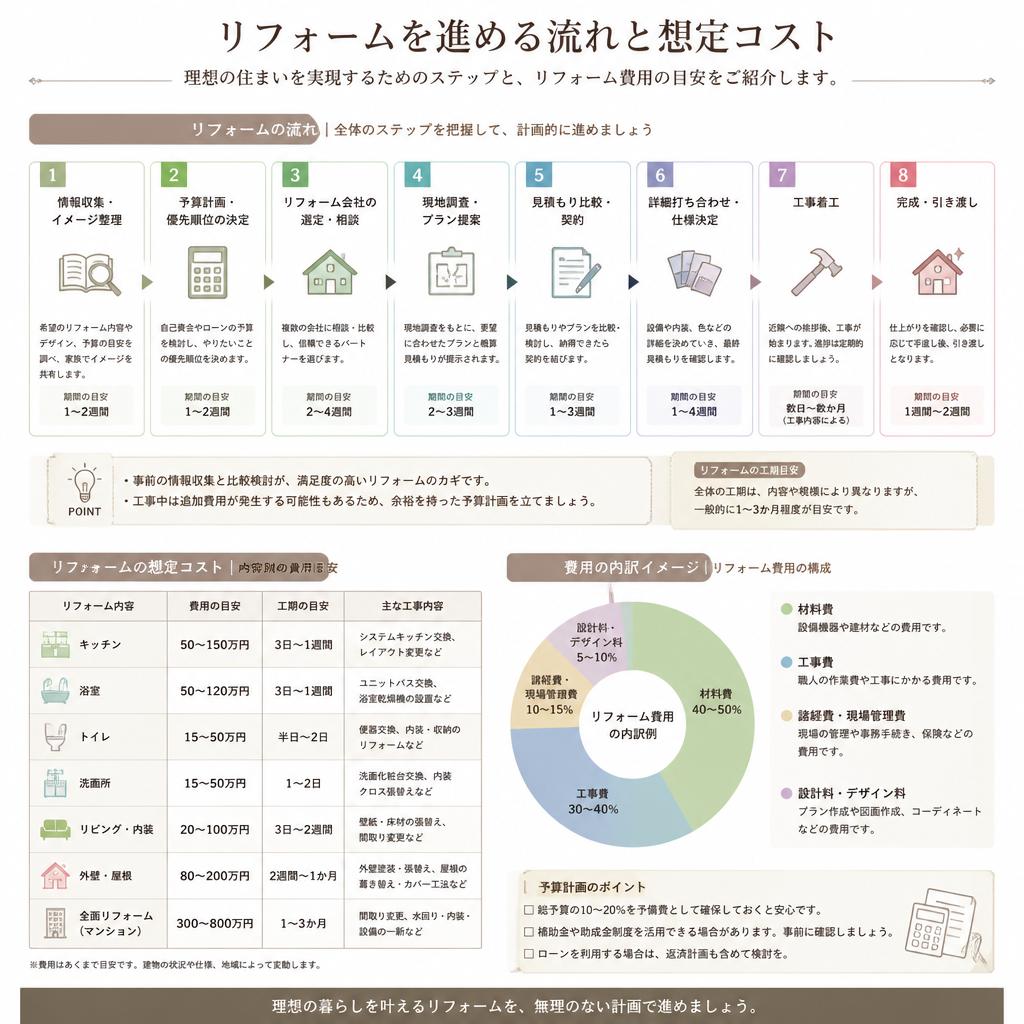 リフォームの流れと費用の目安