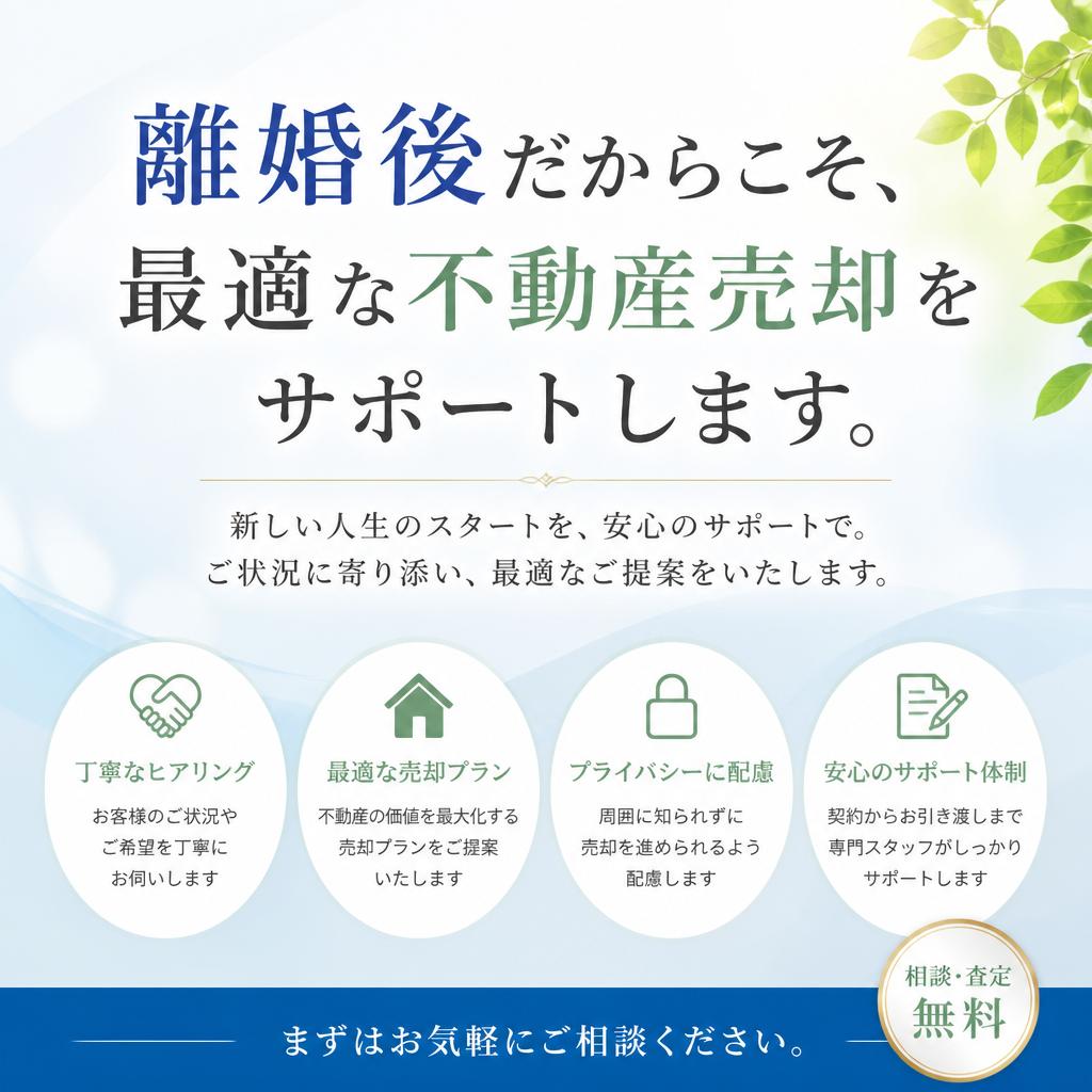 離婚後だからこそ、最適な不動産売却をサポートします。